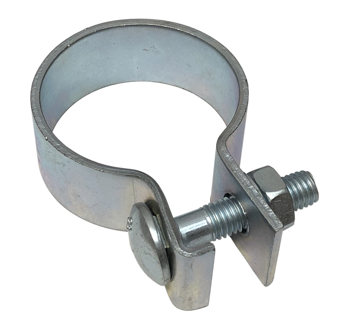 Galvanised Ring clamp [2 inch]. Fits the swaged end of a 50.8mm/2 inch pipe  or a 54mm external diameter pipe.