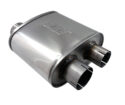 Oval silencer for VALVE systems [3 inch] [stainless steel] - H=140mm | W=270mm | L=250mm (excluding end sleeves) | Valve NOT included